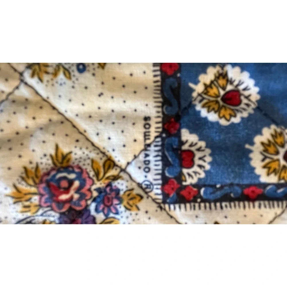 French Quilted Cotton Placemats Blue Floral Made in France Set of 8